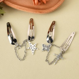 Sliver Hair Barrettes for Women Y2K Hair Clips for Women Butterfly Hair Clips for Girls Star Hair Clips for Women Silver Hair Clips Non Slip for Women Snap Hair Clips Silver Y2K