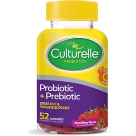 Culturelle Daily Probiotic Gummies for Women & Men, Berry Flavor, 52 Count, Naturally-Sourced Daily Probiotic + Prebiotic for Digestive Health, Non-GMO & Vegan