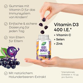 Vitamin Gummy Bears for Children from 4 Years I Immune System Strengthen Children I Multivitamin Complex with Vitamin C, D3, Selenium, Zinc & Elderberries I Vegan I 60 Multivitamin Gummies