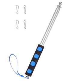 Difuento 8.2ft Tour Guide Flag Pole Telescoping Handheld Flagpoles Stainless Steel Extendable Portable Flag Pole with Clips for Tour Guide Teaching Point Horse Training Totem Pole Festival Parade