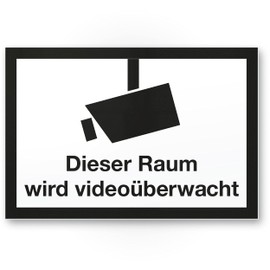 Komma Security Room Video Surveillance Sign 30 x 20 cm - Achtung Vorsicht Videoüberwachung - Warning Sign Video Surveillance - Warning Sign