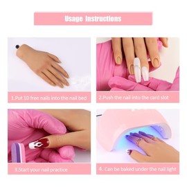 Mano de entrenamiento de práctica de uñas para uñas acrílicas con soporte de soporte, mano de maniquí de silicona suave, flexible y flexible, para práctica de uñas, herramienta de práctica de arte