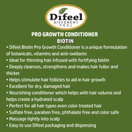 Acondicionador de biotina Difeel Pro-Growth para el crecimiento del cabello 12 oz.