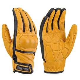 Daytona 76371 Motorcycle Gloves, Leather (Goat Leather), Spring, Summer, Autumn, Winter, Hard Protector, Goatskin Protector Gloves, Yellow, XL Size
