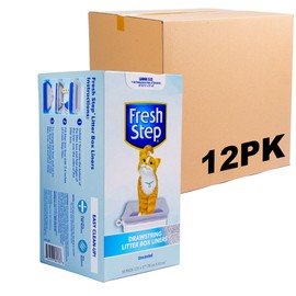 Fresh Step Drawstring Cat Litter Box Liners, Unscented, Size Large, 30" x 17" | Kitty Litter Bags - Cat Litter Liners for Rectangle or Oval Litterboxes, 15 Count - 12 Pack