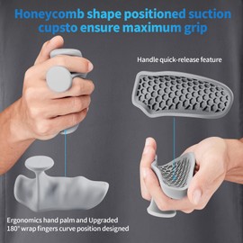 Weielt Anti-Slip Gym Hand Grips for Weight Lifting, Rubber Workout Gloves for Men and Women, Exercise and Training Palm Protectors (Grey)