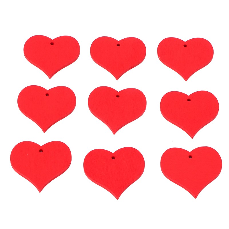 100Pcs Wood Slices HandMade Red HeartShaped Pendant Crafts DIY Wedding