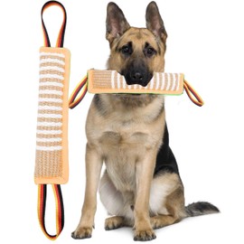 Clysoru Dog Tug Toy Dog Tough Jute Bite Pillow Lasting Training Equipment Two Flag Handles Puppy to Large Dogs Interactive Toy war Toys for Aggressive chewers