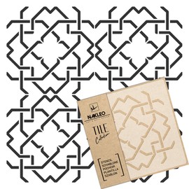 NAKLEO Mazara Tile Reusable Plastic Stencil - Spanish Lines Moorish - Moroccan Geometric - Paving Stone Concrete Floor Wall Painting Template Wood (20 x 20 cm)
