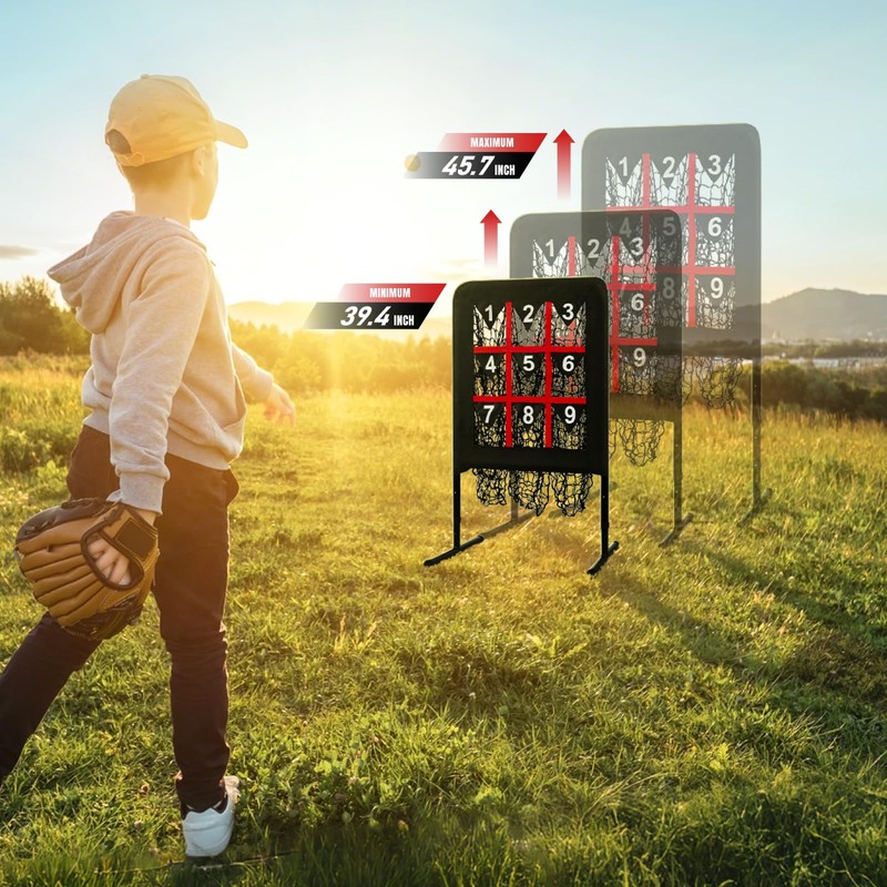 Pitching Net, 9 Hole Baseball Pitching Net with Strike Zone,
