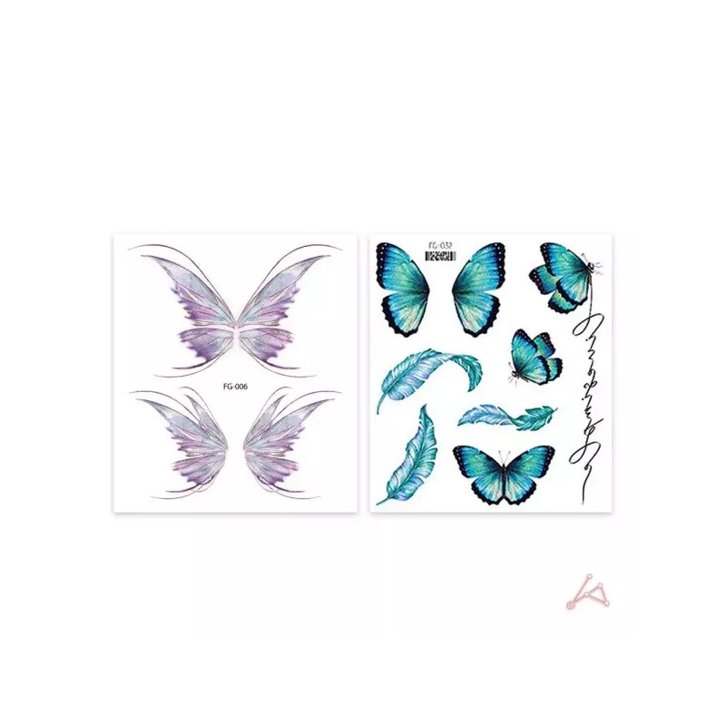 FG 파스텔 타투 스티커 435469 문신스티커 [FG-단품32파랑나비] Pastel Tattoo Sticker