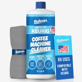 Sylvan Hills Descaling Solution Compatible with Keurig | Free Cleaning Cloth | 12 Month Supply | Made in the USA | Descaler for all Keurig Machines | 32 Oz | Coffee Machine Cleaner for Coffee Makers