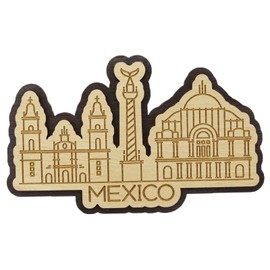 Printtoo Souvenir Engraved Wooden Multiple Monuments of Mexico Fridge Magnet Home Decor