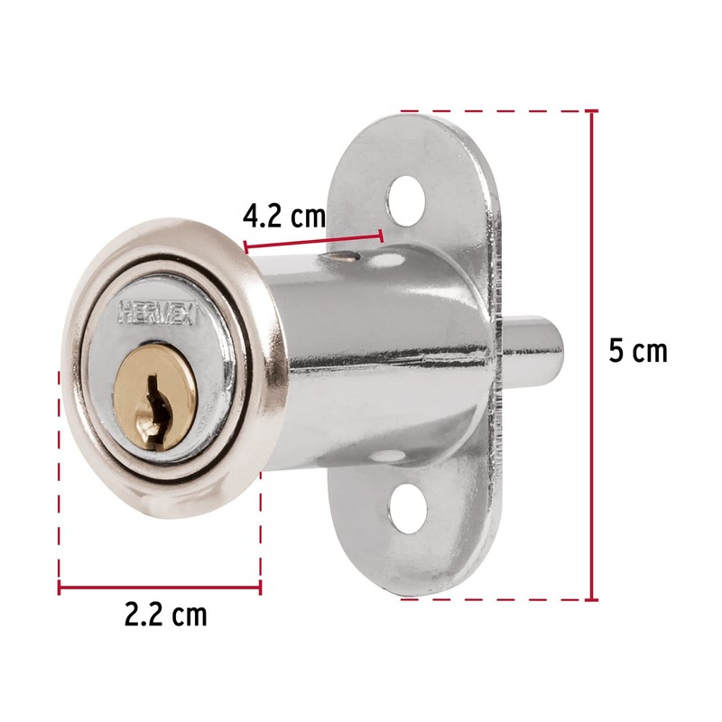 Hermex CM-20C, Cerradura para mueble tipo botón, modelo 20, acabado