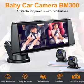 BOEYOS Baby Car Camera, Dual Channel 6.86 inch Display with 2 IR Night Vision Camera, Night Vision, Wide Clear View, Easily Observe The Baby's Move, Safe Driving for New Parents (Orange)