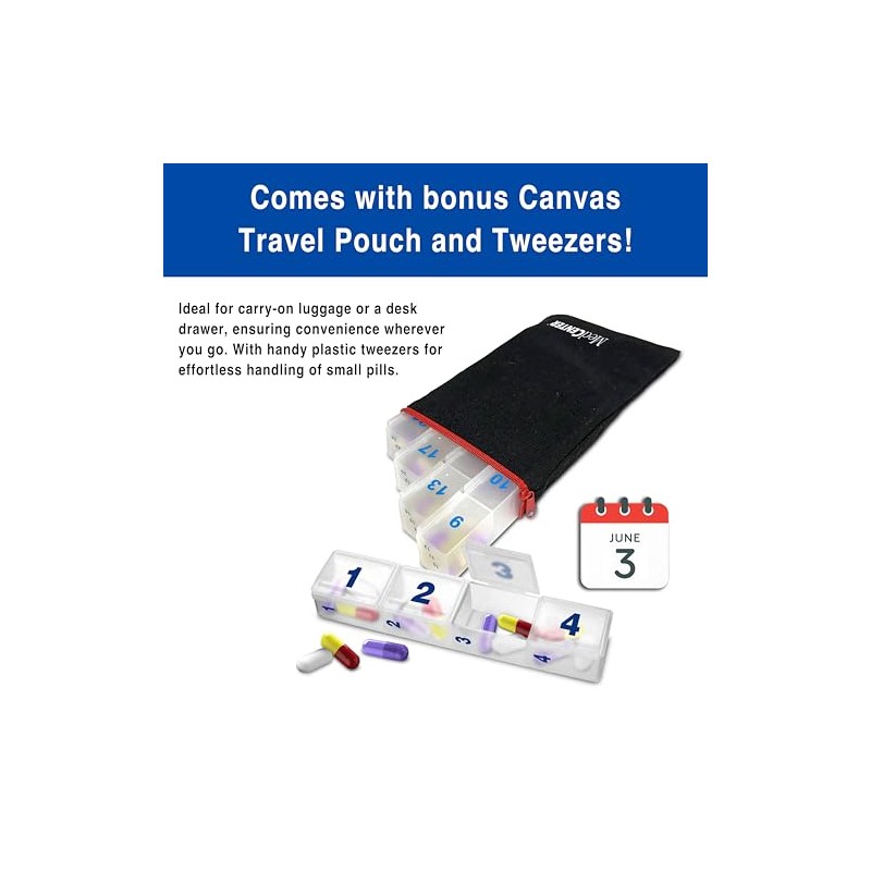 MedCenter Monthly Pill Organizer – 31-Day Pill System with Daily