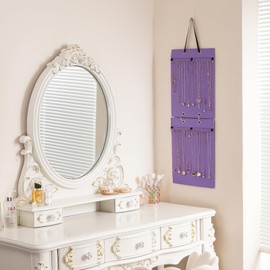 Lolalet Hanging Jewelry Organizer, Necklaces Wall Closet Door Storage, Accessories Jewelry Display for Women Girls -Purple