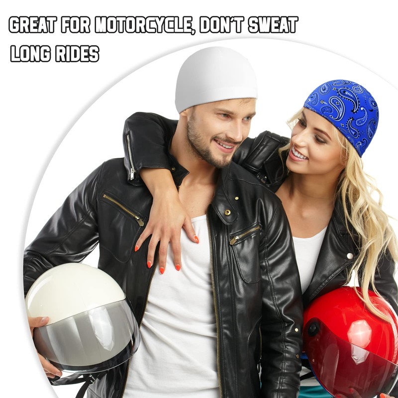 Haysandy 6 Pcs Cooling Skull Cap Motorcycle Helmet Liner Men