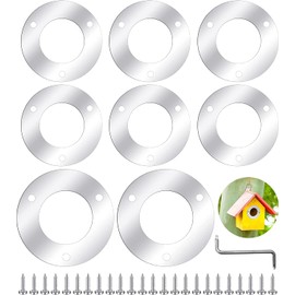 Pack of 8 Woodpecker Protectors for Nesting Boxes, 32 mm Tit Box, Bird House Protection Plate, Entrance Hole Protection for Nesting Box, Includes Screws and Screwdriver