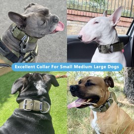 Heavy Duty Tactical Dog Collar - 1.5" Width Military Durable Thick Nylon with Adjustable Metal D Ring & Buckle Working Training K9 Collar for Medium Large Dogs (XL(23"-26"), Army Green)