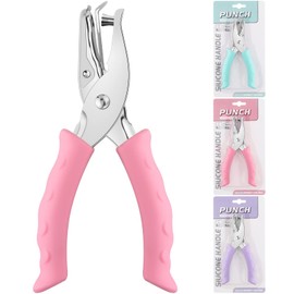 ASTARON Hole Punch for Paper 6 mm, Hand-Held Single Hole Punch, Pink, Circle Metal Paper Hole Punch with Soft Handle for Tags, DIY Crafts, Home Office School Supplies (3 Colour Options)