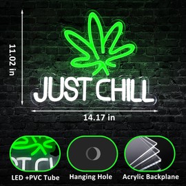 Green Leaf Neon Sign for Wall Decor Bedroom Leaf Weed LED Neon Lights Signs for Beer Bar Man Cave Club Light up Signs for Game Room Hotel Birthday Party