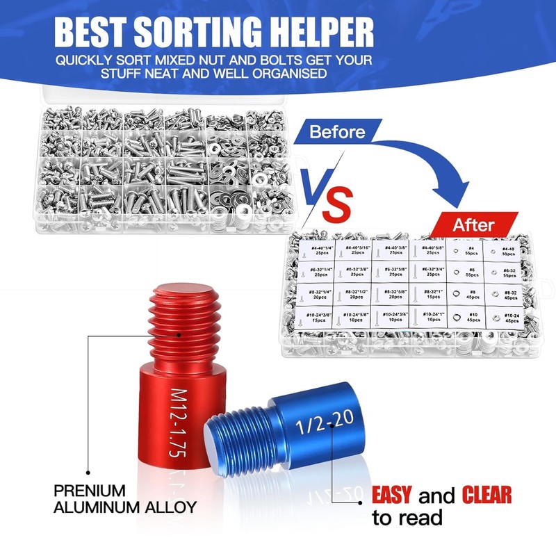 Nut and Bolt Thread Checker - 54 PCS Nut and