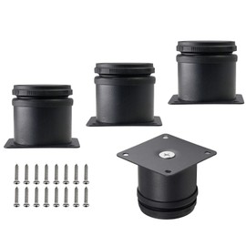 Kyuionty Kyuionty Set of 4 Stainless Steel Furniture Legs 2 Inch, Adjustable Round Cabinet Legs 2" Dia Kitchen Feet, Metal Replacement Legs for Cabinet Sofa Couch Shelves Table (Black)