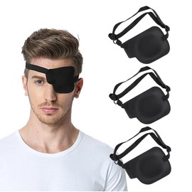 3PCS Adjustable Left Eyepatch Soft Black 3D Eye Patches Comfortable Medical Eyepatchs for Lazy Eye Amblyopia Strabismus Men and Women (Left Eye)