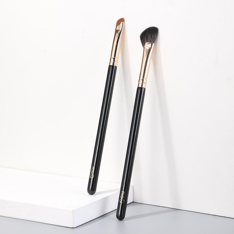 MSQ 2pcs Scythe Eyeliner Brush, Eye Contour, Eyebrow Powder, Nose