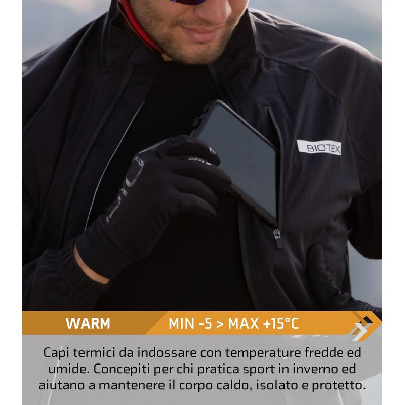 BIOTEX Thermal Touch Winterhandschuhe mit Touchscreen-Technologie, technische Sportunterwäsche, ideal für