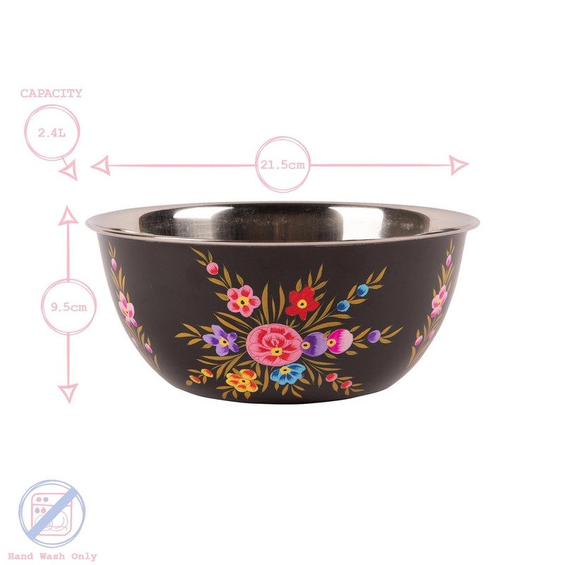 1x Raspberry Pansy 21.5cm Stainless Steel Camping Bowl - Reusable