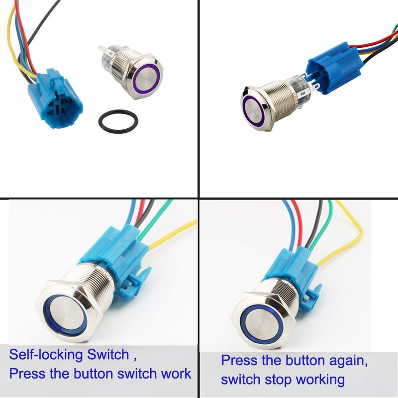CESFONJER Metal Latch Button Switch, Waterproof Toggle Switch with Wire