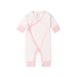 MONICA + ANDY Kimono Tie One Piece, Size 6-9 Months, Pink Polka Dots, 100% Organic Baby Clothes for Girls and Boys, Baby Romper, Sustainable Super Soft Fabric, Sizes for Preemie, Newborn & Infant