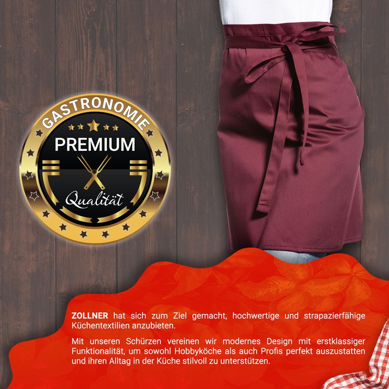 ZOLLNER Bistro Apron - Robust and Durable Front Pin in