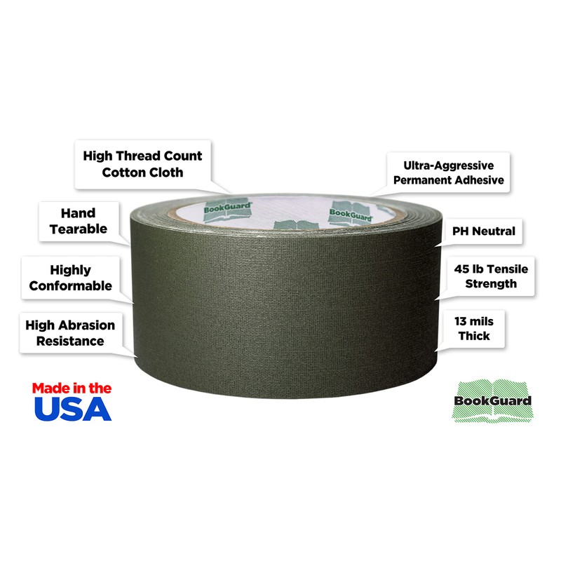 BookGuard 2 inch Premium Bookbinding Repair Cloth Tape, 15 Yard