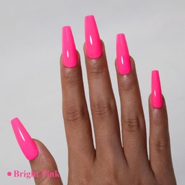 Imtiti Pink Gel Nail Polish, Bright Neon Pink Nail Gel Polish High Gloss Soak Off UV LED Spring Summer Nail Art Manicure Salon DIY Design 10ML