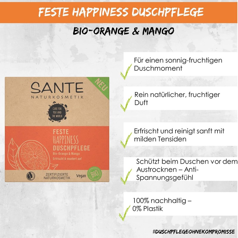SANTE Naturkosmetik Solid Soap for Douching for Delicate Skin, Vegan