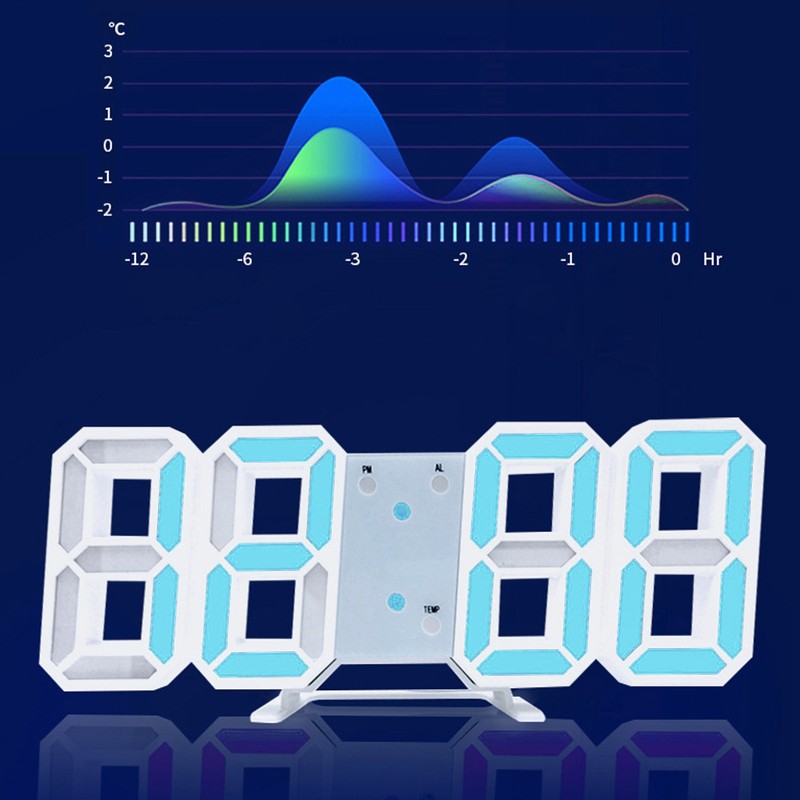 Digital Wall Clock Modern Design Temperature Display Alarm Function Sound