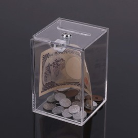 Olive-G Keyed Clear Acrylic Neat Style Piggy Bank Charity Box Clear W90mm