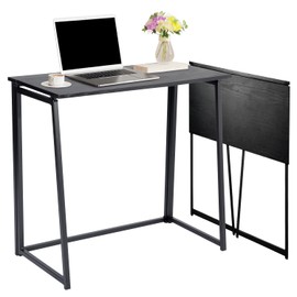 FurnitureR Folding Home Office Desk, 31.5 Inches Foldable Table, Space Saving Computer Study Desk Compact Writing Workstation for Small Space, Black