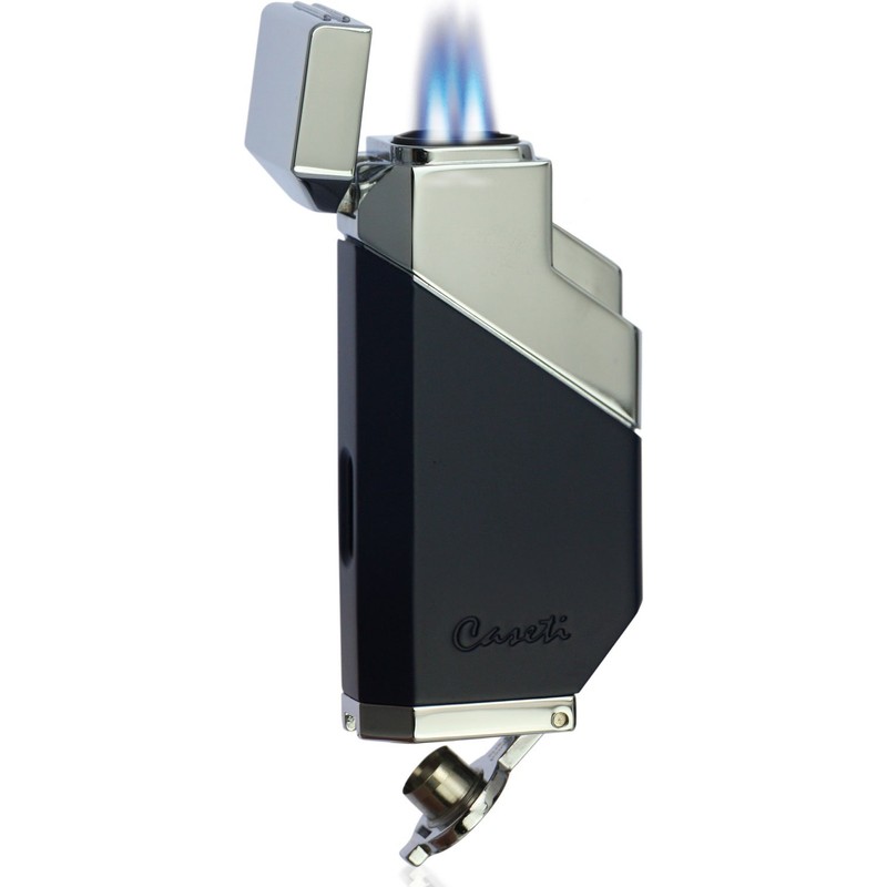 Caseti Men's Cozmo Triple Flame Cigar Lighter, Matte Blue