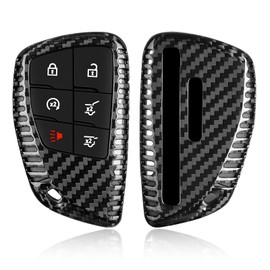 T-carbon Key Fob Cover Compatible with GMC Hummer with Keychain, Real Carbon Fiber Key Fob Case Protecotr Compatible with Hummer EV Pickup & SUV Smart Key Case 2022-2025(Black)
