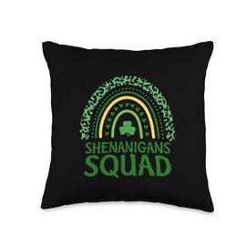 Shenanigans Squad Funny St Patrick's Day Shamrock Lucky Throw Pillow