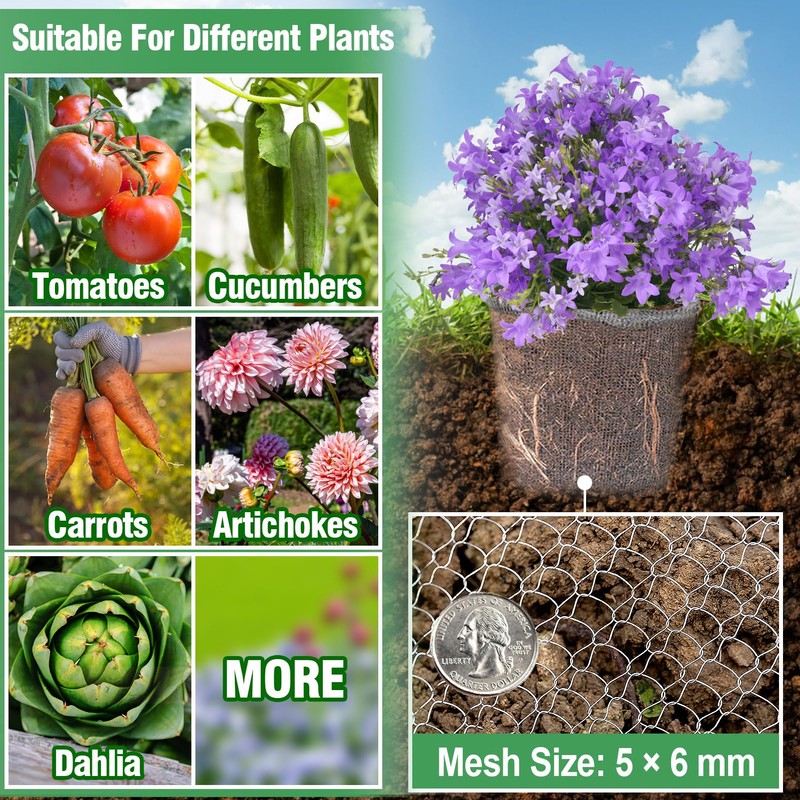 Aulock 5 Gallon Plant Root Protector for Gopher Voles Moles,