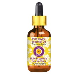 Deve Herbes Pure Thyme Essential Oil (Thymus vulgaris) Steam Distilled (100ml (3.38 oz) with Glass Dropper)