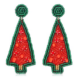 Christmas Tree Holiday Rhinestone Beaded Gift Statement Earrings New Year earrings gift for Women
