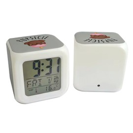 Fabulous Grey Illuminated Cube Alarm Clock - Pupsicle Dog Ice Cream Pets - 7.8 x 7.8 x 7.8 cm - Retro Lighting Multi Colour LED