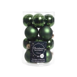 Pack of 16 Christmas Decorations, Christmas Baubles, Glass, 35 mm