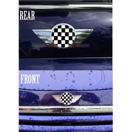 houseofgrafx.com 2002-2007 Mini Cooper & S model Front & Rear Badge Emblem Checkered Overlays